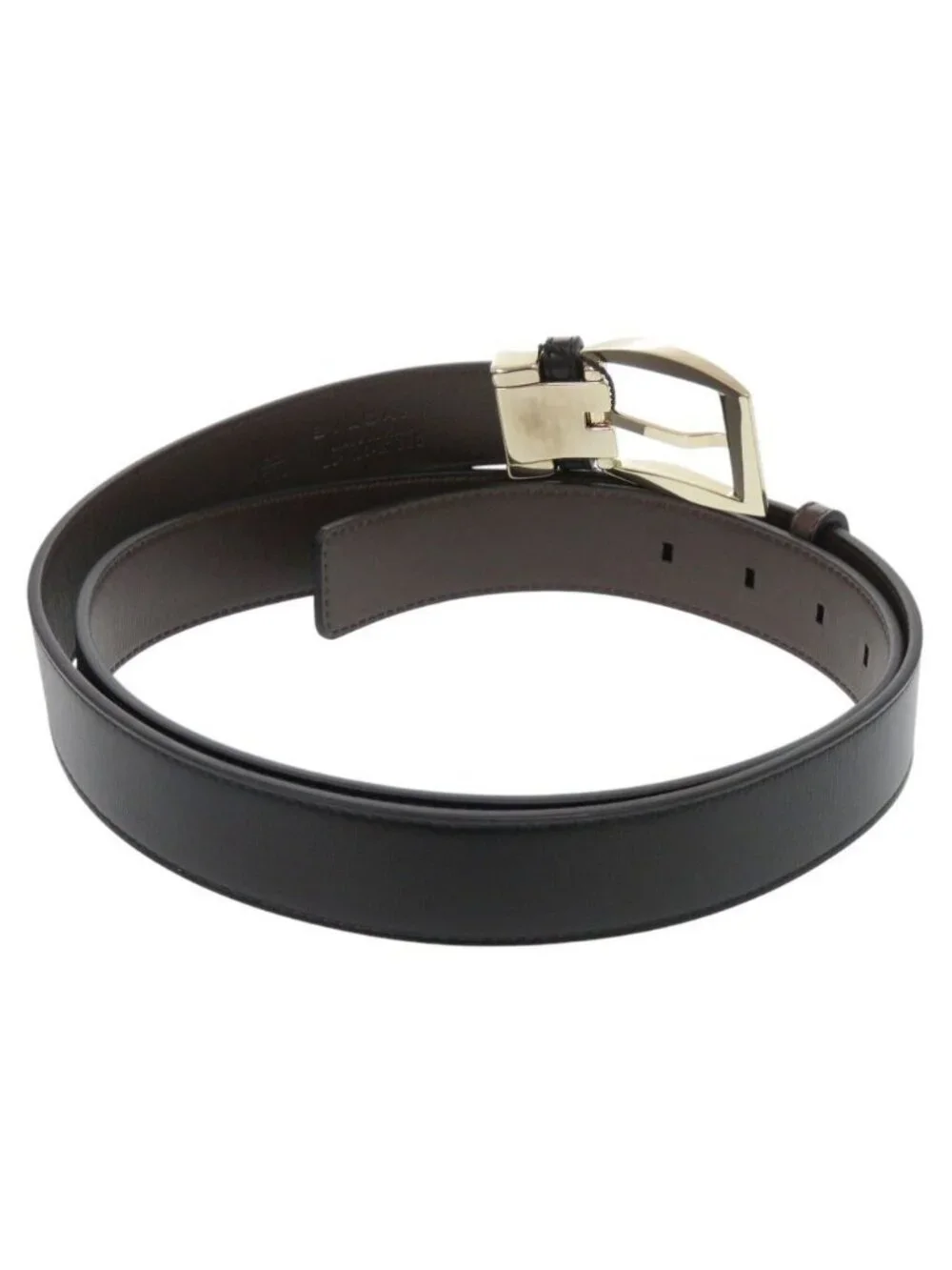 Bvlgari Square Buckle Leather Black Belt